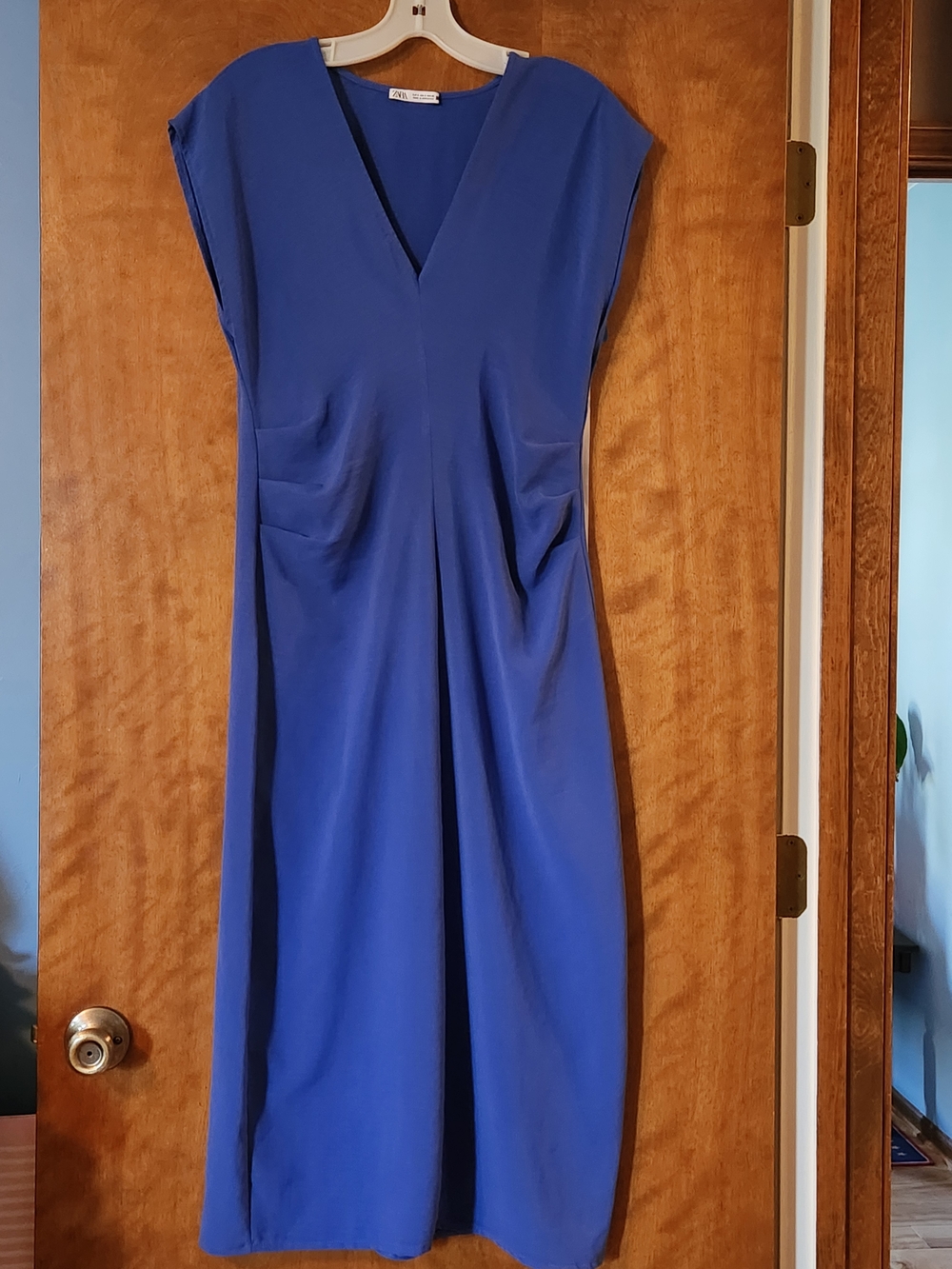 Zara Royal Blue V-Neck Midi Dress